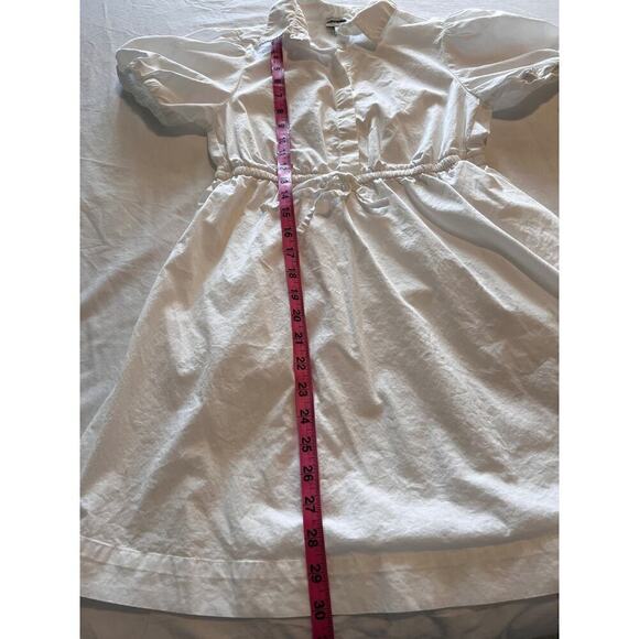 J.Crew Factory Petite collared short-sleeve tie-waist mini dress White 0P - Picture 15 of 15